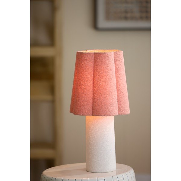 Stolová lampa v lososovej farbe/krémovobiela s textilným tienidlom (výška  50 cm) Musaby – Light & Living-image-1