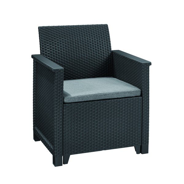 Tmavosivá záhradná lounge súprava z umelého ratanu pre 2 osoby Elodie – Keter-image-1