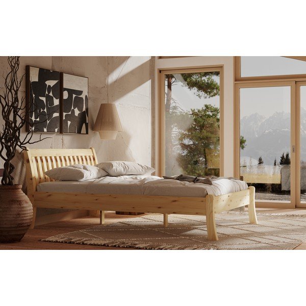 Jednolôžková posteľ z borovicového dreva v prírodnej farbe 90x200 cm Tonja – Olivia Living-image-3