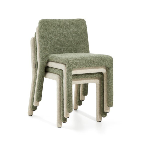 Béžová čalúnená stohovateľná jedálenská stolička Loria – Kave Home-image-4