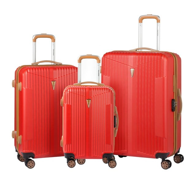 Sada 3 červených kufrov na kolieskach Murano Europa