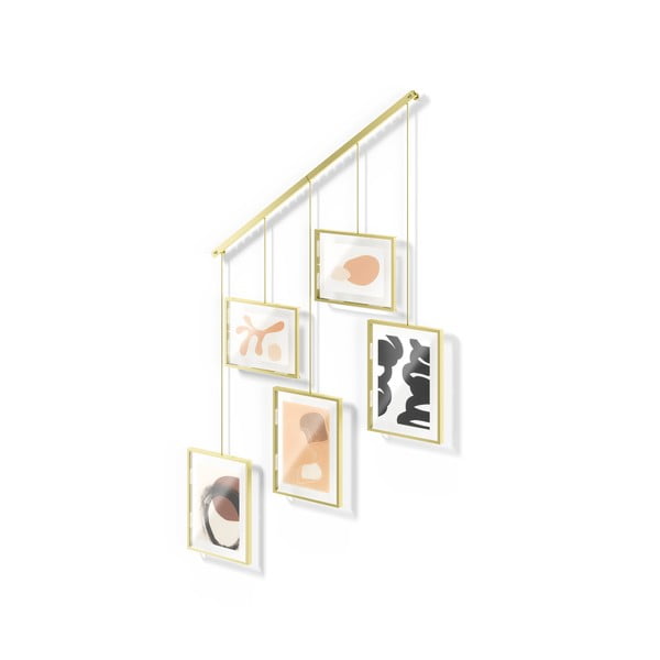 Kovové rámčeky na stenu v zlatej farbe v súprave 5 ks 66x69 cm Exhibit – Umbra-image-4