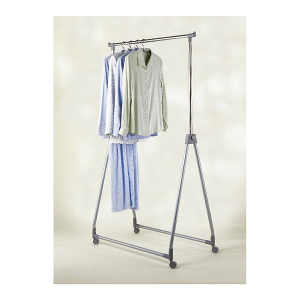 Sivý kovový teleskopický pojazdný stojan na oblečenie Foldable – Wenko-image-1