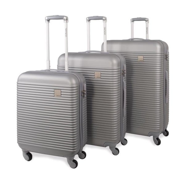 Sada troch strieborných cestovných kufrov Jaslen