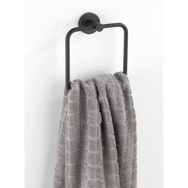 Matne čierny nástenný držiak na uteráky z nehrdzavejúcej ocele Bosio – Wenko-image-1