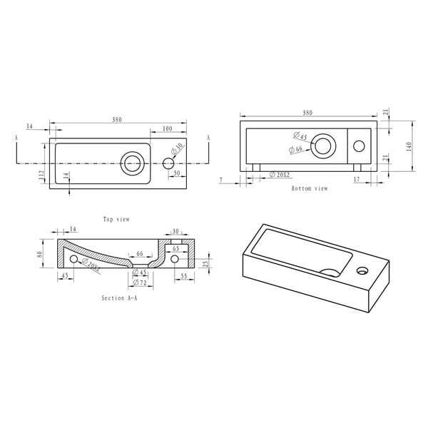 Čierne kamenné umývadlo 38x14 cm Blok – Sapho-image-4
