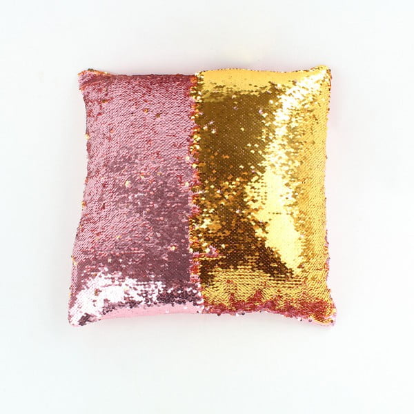 Ružovo-zlatá obliečka na vankúš s flitrami Dakls, 40 x 40 cm