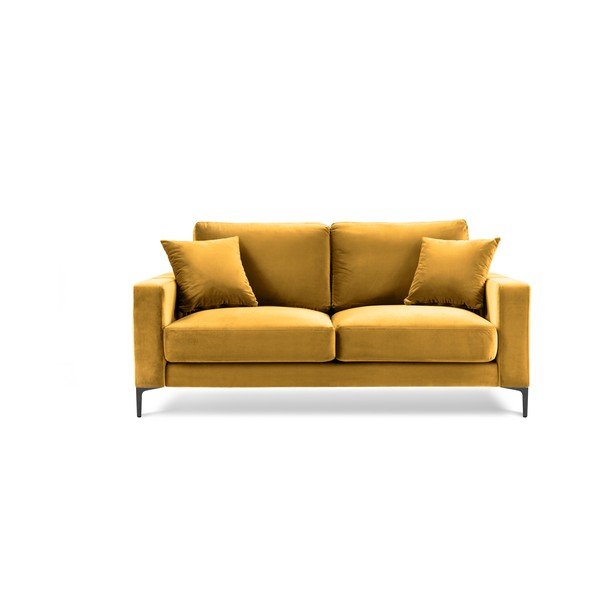 Žltá zamatová pohovka Kooko Home Harmony, 158 cm