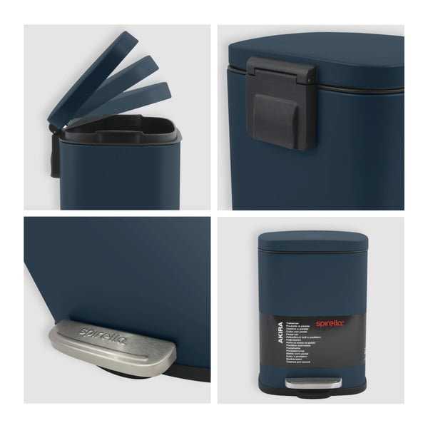 Nášľapný oceľový odpadkový kôš v petrolejovej farbe 5 l Akira – Spirella-image-3