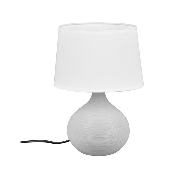 Bielo-hnedá stolová lampa z keramiky a tkaniny Reality Martin, výška 29 cm-image-3