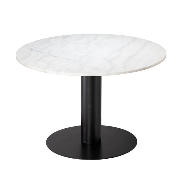 Biely mramorový jedálenský stôl s podnožou v čiernej farbe RGE Pepo, ⌀ 105 cm