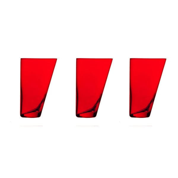 Sada 3 červených ručne vyrobených pohárov Surdic Ponza, 300 ml