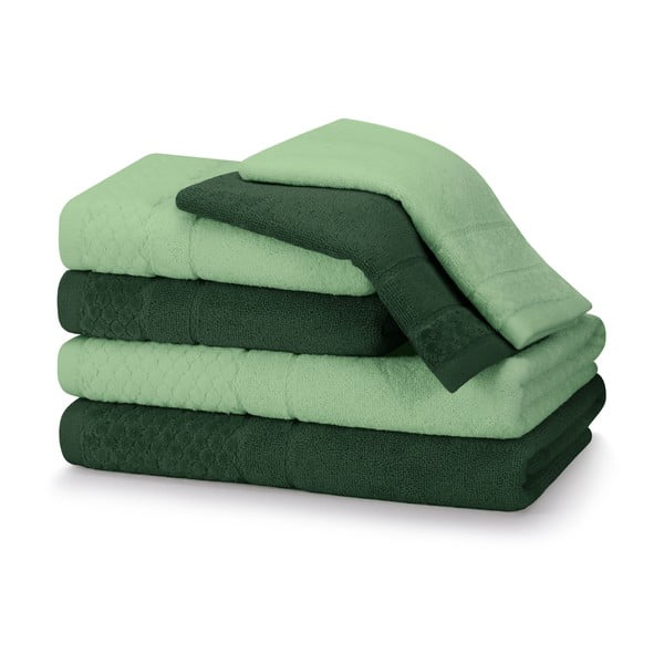 Zelené froté bavlnené uteráky a osušky v súprave 6 ks Rubrum – AmeliaHome