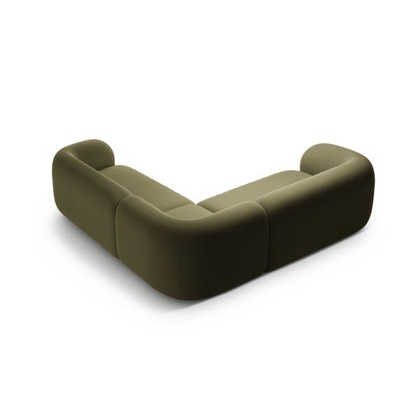 Zelená zamatová rohová pohovka Kate – Micadoni -image-2