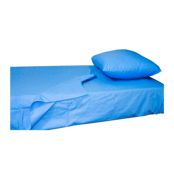 Modrá elastická bavlnená plachta Fitted Sheet Pareyo, 90 × 190 cm
