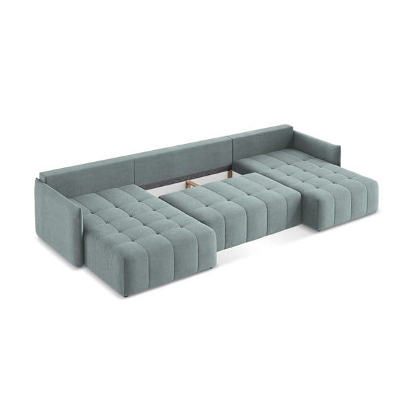 Modrá rozkladacia/s úložným priestorom rohová pohovka (do tvaru "U") Moku – Makamii-image-4