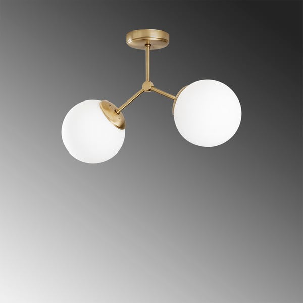 Biele/v mosadznej farbe stropné svietidlo so skleneným tienidlom 15x44 cm Damar – Opviq lights-image-3