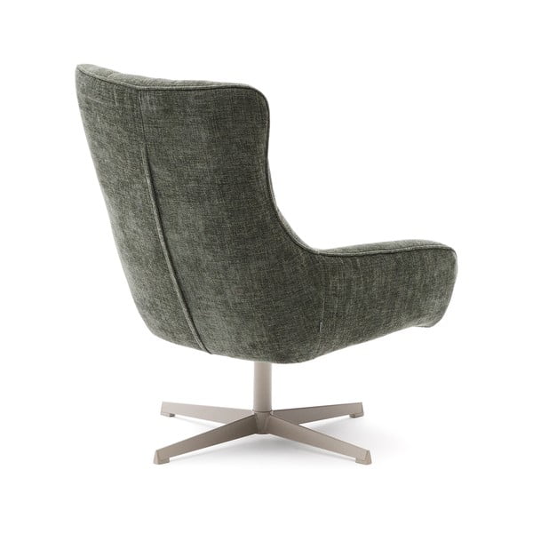 Otočné ženilkové kreslo sivozelené Teryl – Kave Home-image-3
