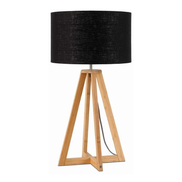 Stolová lampa s čiernym tienidlom a konštrukciou z bambusu Good&Mojo Everest