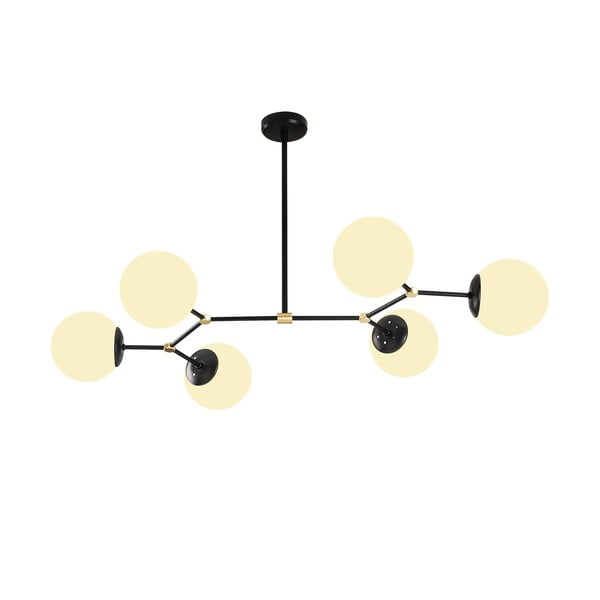 Čierno-biele závesné svietidlo so skleneným tienidlom Damar – Opviq lights-image-3