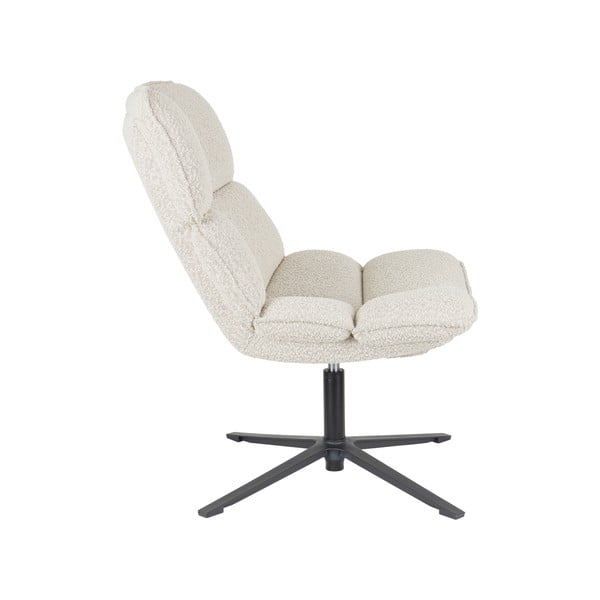 Krémové otočné kreslo z textílie buklé Bros – White Label-image-3