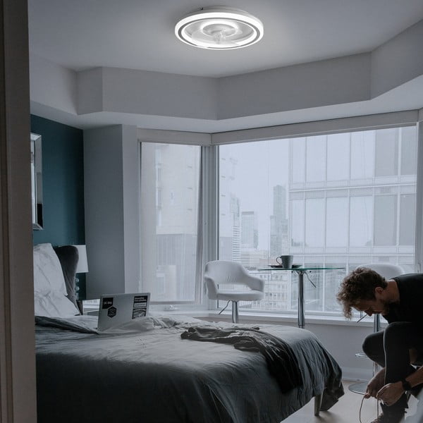 Biele LED stropné svietidlo na diaľkové ovládanie/s ventilátorom Alan – SULION-image-1