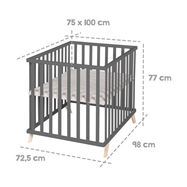 Tmavosivá detská ohrádka z bukového dreva 75x100 cm Lil Planet – Roba-image-4