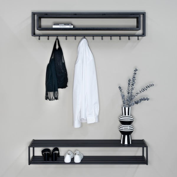 Čierna kovová závesná skrinka na topánky 118x20,5x30,5 cm School – Spinder Design-image-4