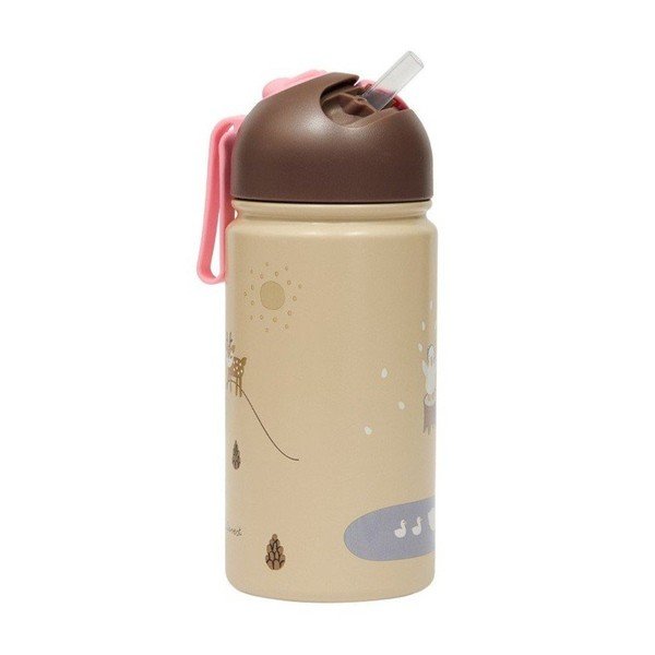 Svetlohnedá hliníková detská fľaša 360 ml Friends in the Forest – OYOY Mini