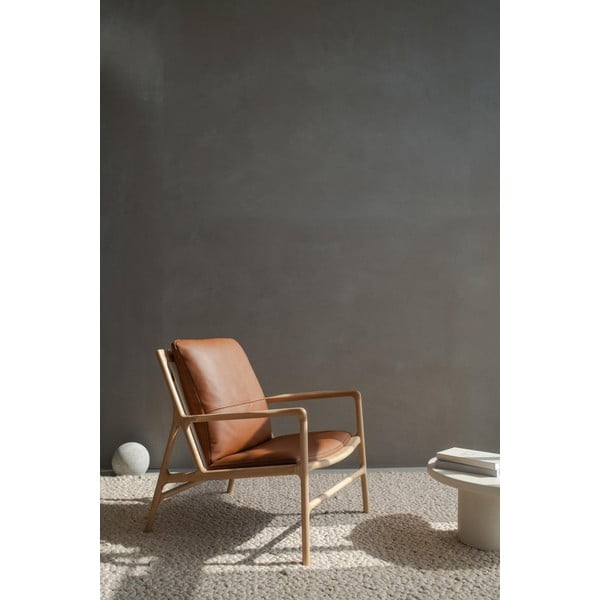 Kožené kreslo v hnedo-prírodnej farbe Dedo – Gazzda-image-1