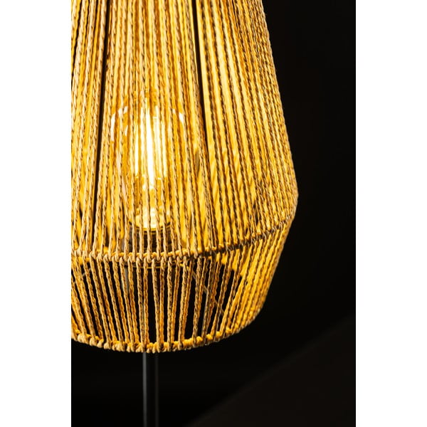 Stolová lampa v čierno-prírodnej farbe s tienidlom z trstinového výpletu (výška 55 cm) Eranko – GTV-image-2