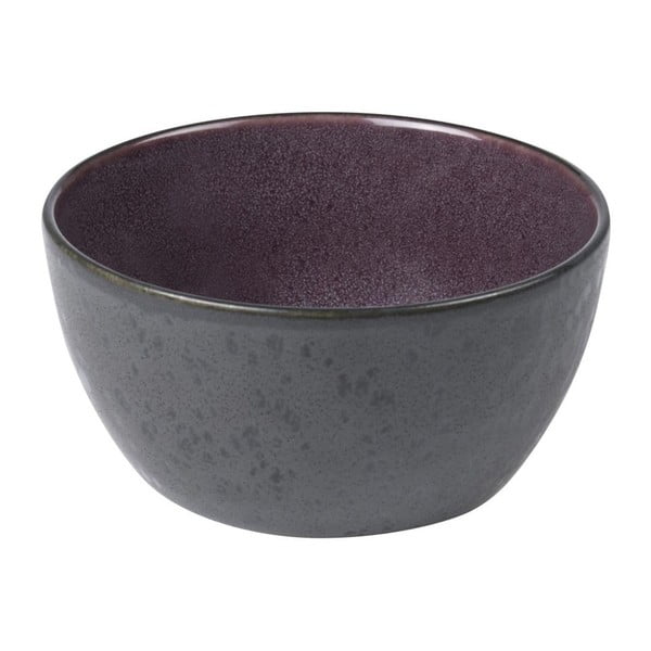 Čierna kameninová miska s vnútornou glazúrou vo fialovej farbe Bitz Mensa, priemer 12 cm