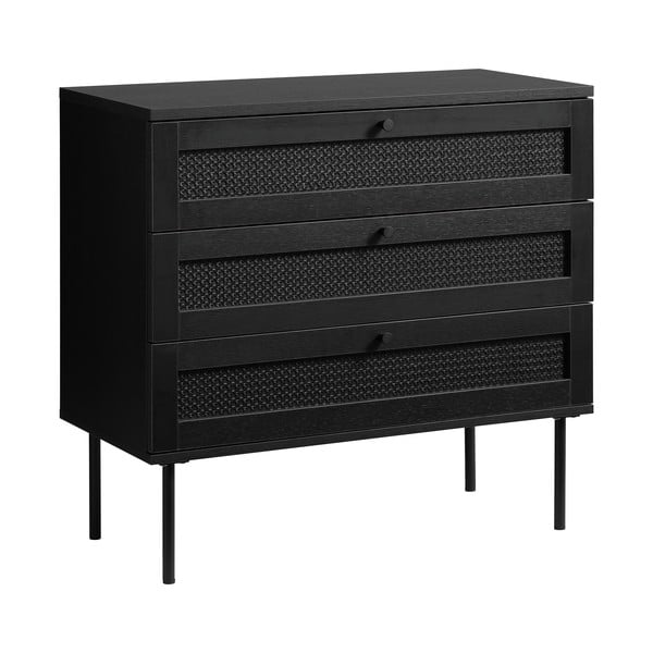 Čierna nízka komoda v dekore duba 80x75 cm Pensacola – Unique Furniture-image-2