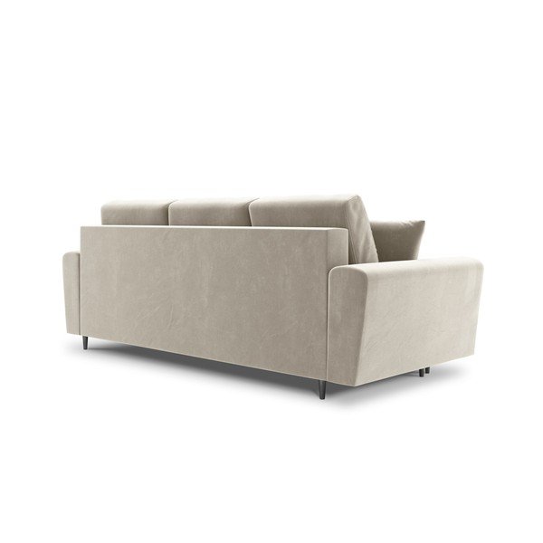 Béžová zamatová rozkladacia/s úložným priestorom pohovka 235 cm Kyoto – Cosmopolitan Design-image-3