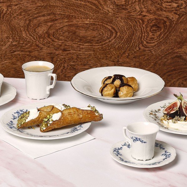 Biely/modrý porcelánový tanierik ø 16,5 cm Retro – BonBistro-image-1