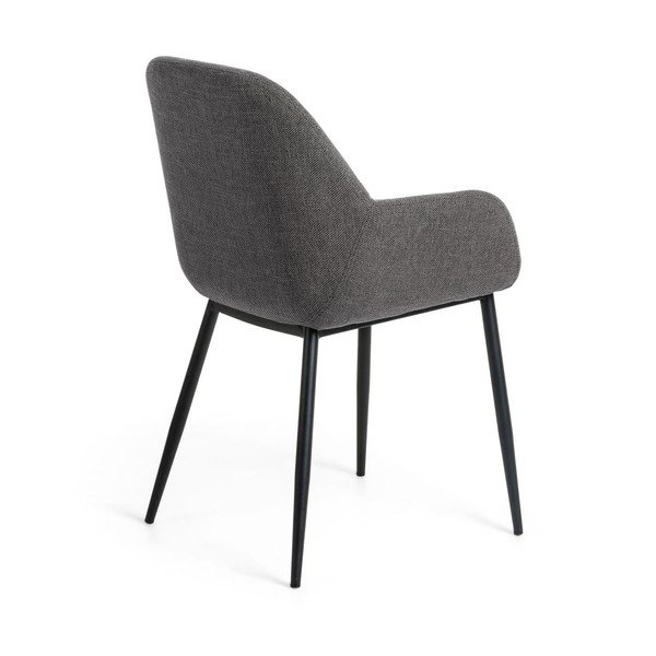 Antracitové čalúnené jedálenské kreslo Konna – Kave Home-image-3