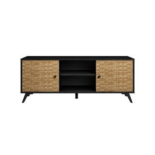 Čierny TV stolík v dekore exotického dreva 136x53 cm Hanoi - Marckeric
