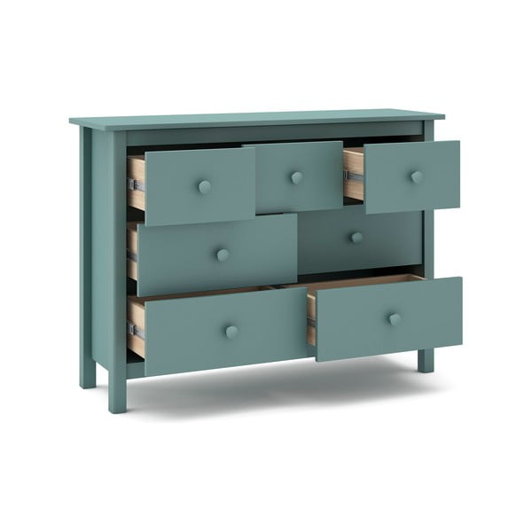 Nízka detská komoda z borovicového dreva v petrolejovej farbe 110x80 cm Max – Marckeric-image-3