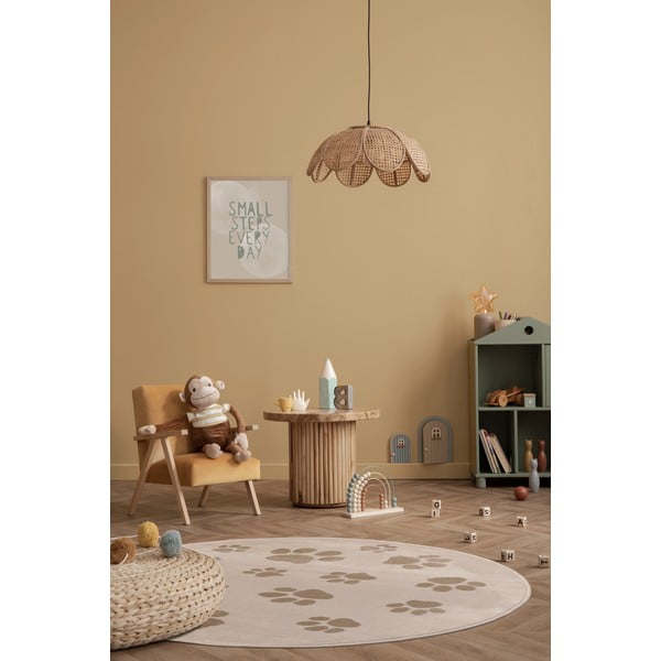 Béžový detský koberec ø120 cm Paws Light Beige – FD-image-1