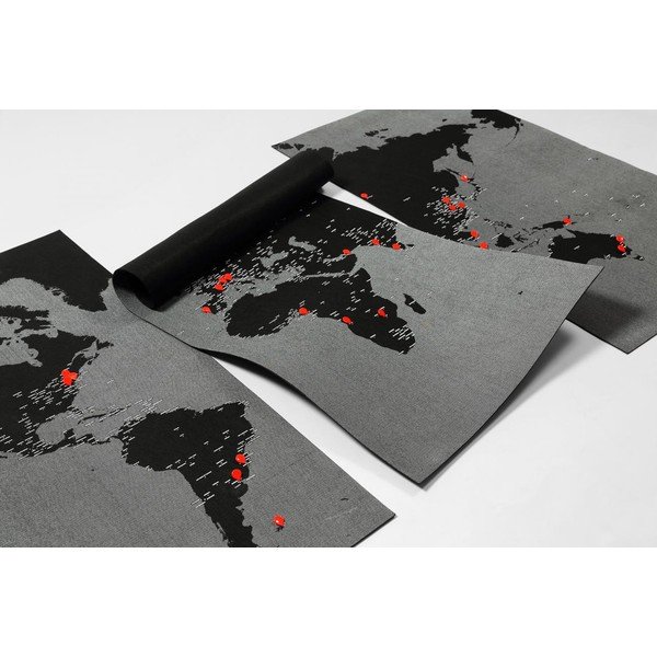 Čierna nástenná mapa sveta Palomar Pin World XL, 198 × 124 cm-image-2