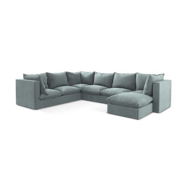 Modrá rohová pohovka (ľavý roh/do tvaru "U") Manao – Makamii