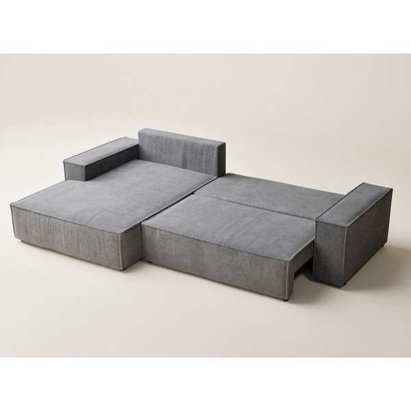 Sivá ženilková rozkladacia/s úložným priestorom rohová pohovka (ľavý roh/s leňoškou) Maze – Maison de Rêve-image-4