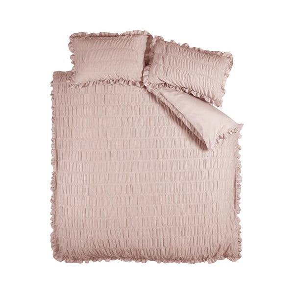 Ružové krepové obliečky na jednolôžko 135x200 cm Seersucker Frill – Catherine Lansfield
