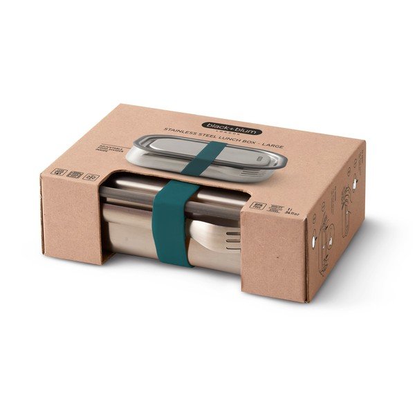 Desiatový box z antikoro ocele s modrým remienkom Black + Blum-image-2