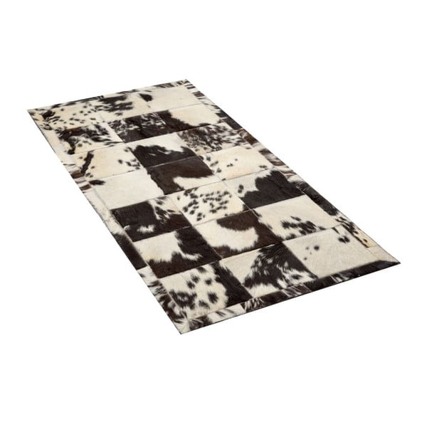 Čierno-béžový kožený koberec Cotex Carrare, 140 × 200 cm