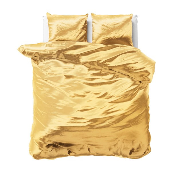 Žlté obliečky zo saténového mikroperkálu na dvojlôžko Sleeptime, 240 × 220 cm