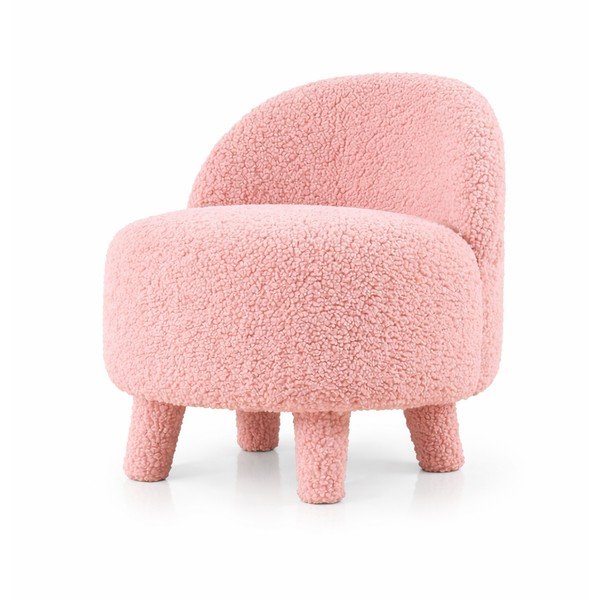Svetloružové detské kresielko z textílie bouclé Moouv – Artie