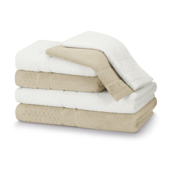 Bielo-béžové froté bavlnené uteráky a osušky v súprave 6 ks Rubrum – AmeliaHome
