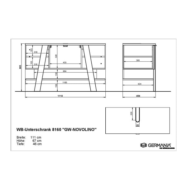 Konzolová skrinka pod umývadlo Germania Novolino, 67 × 111 cm-image-4