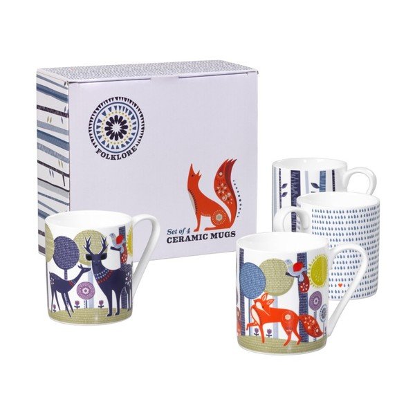 Sada 4 keramických hrnčekov Folklore, 350 ml-image-1